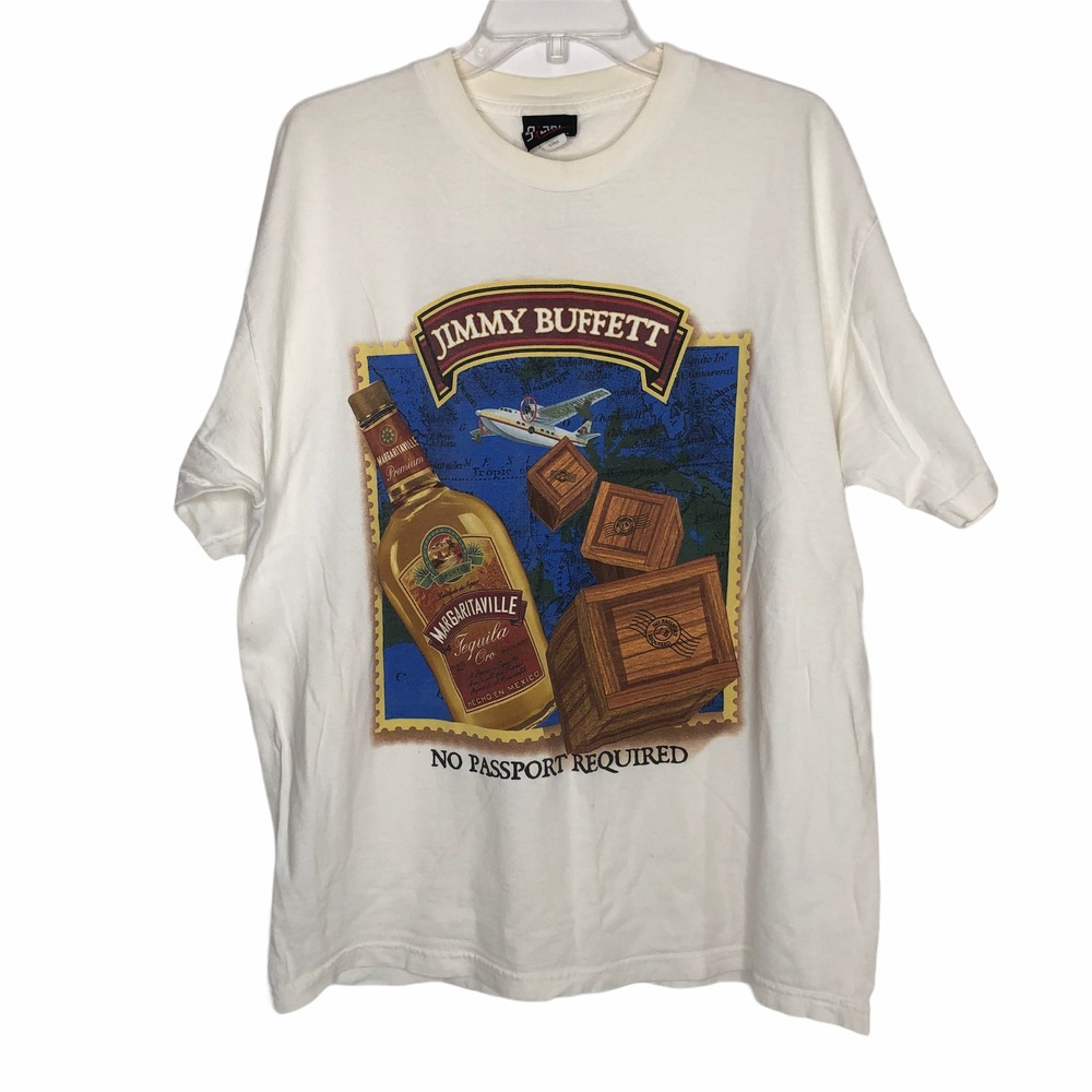 Jimmy Buffett Margaritaville T-Shirt Giant Tag No Passport 2000 Tour VTG